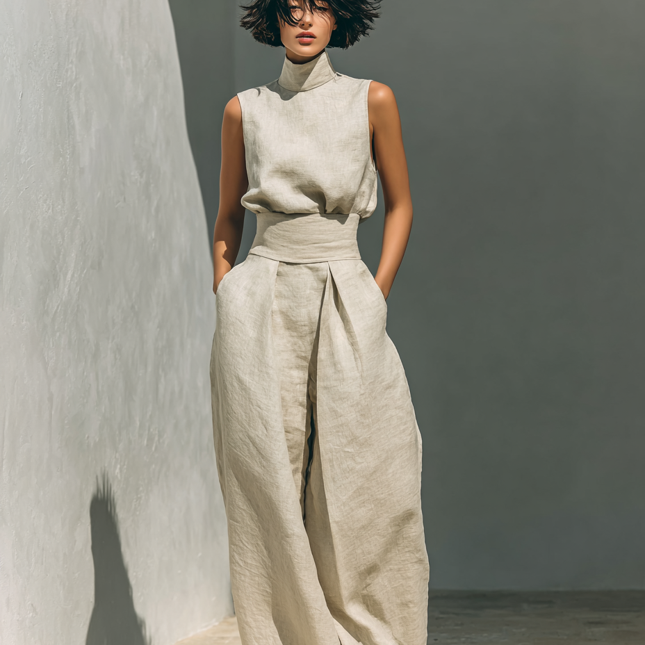 Ana - Conjunto Elegante de Pantalón Alto y Top Sin Mangas
