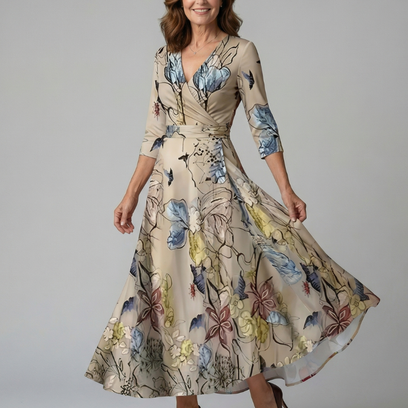 Andrea | Vestido Midi con Escote Cruzado
