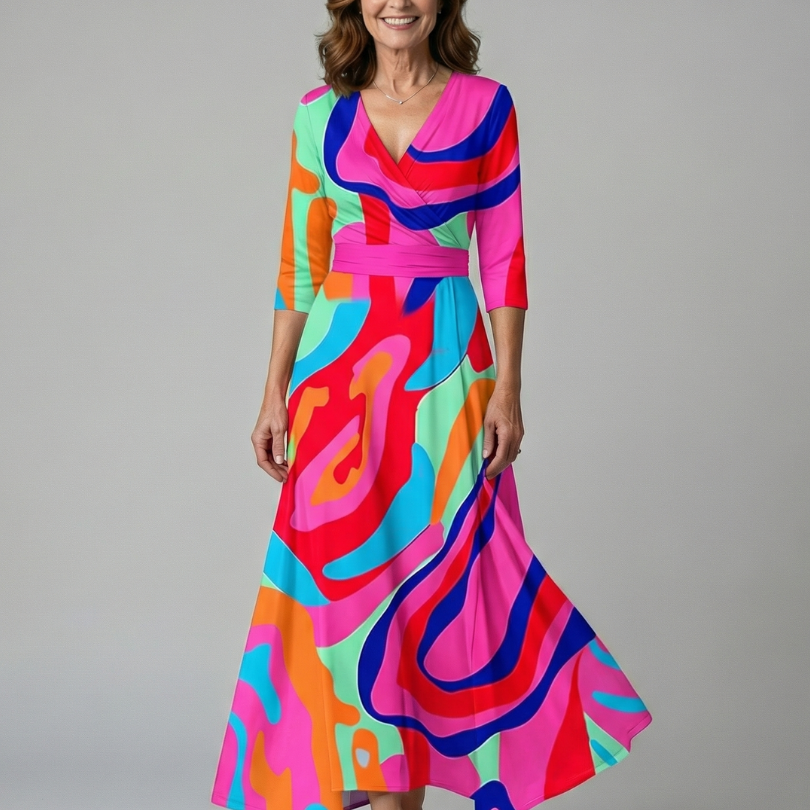Andrea | Vestido Midi con Escote Cruzado