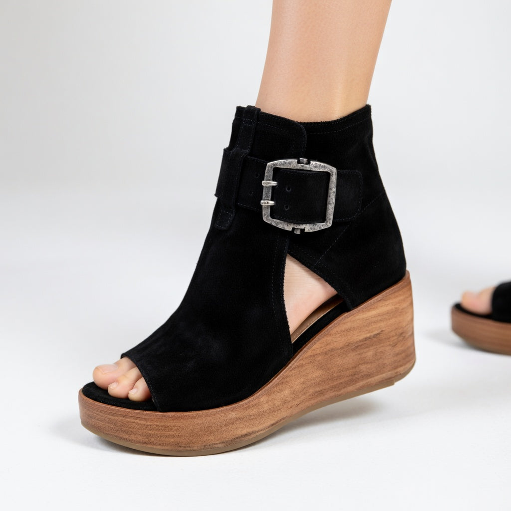 Orélisse - Botines con cuña y punta abierta en estilo moderno