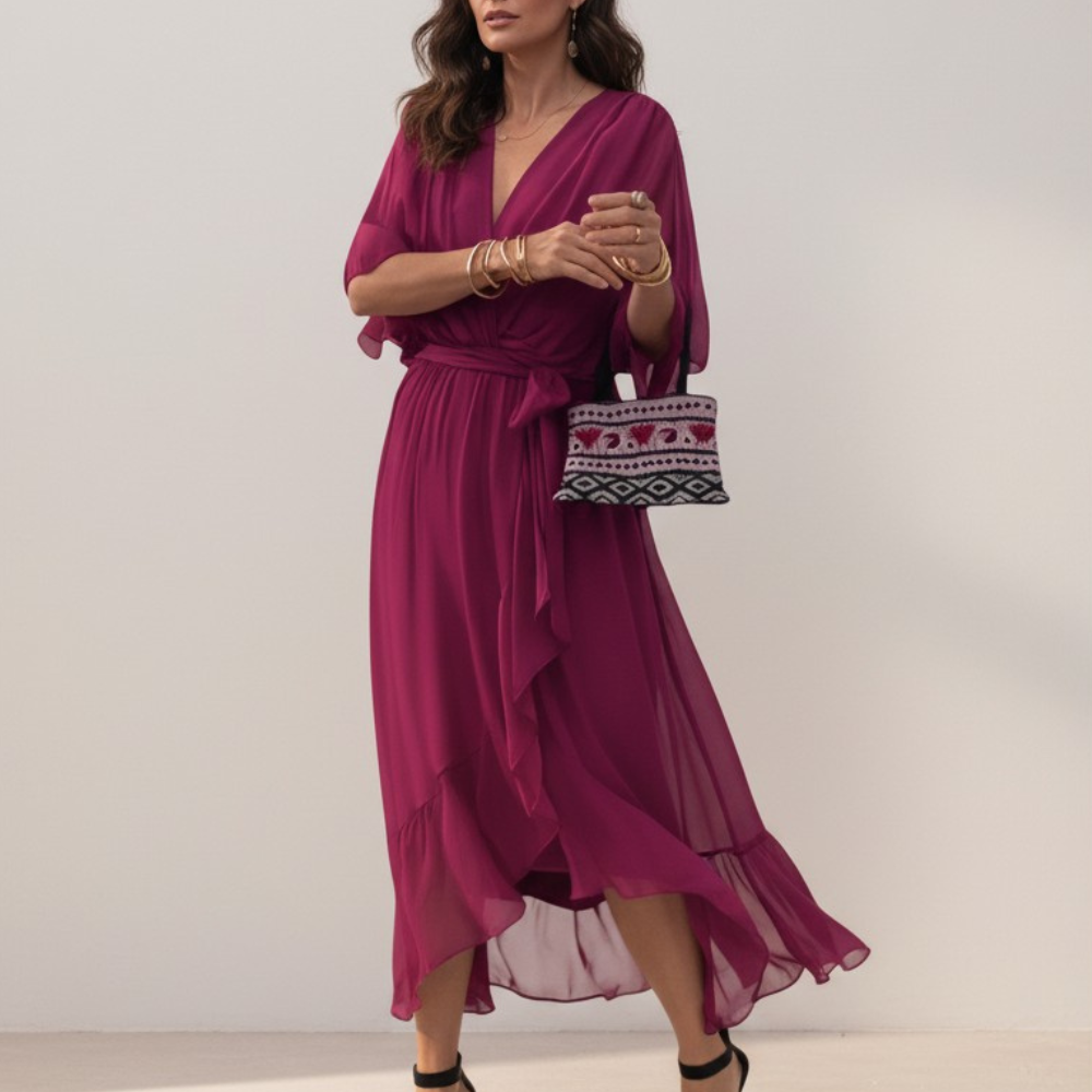 Leticia - Vestido midi con cintura de lazo