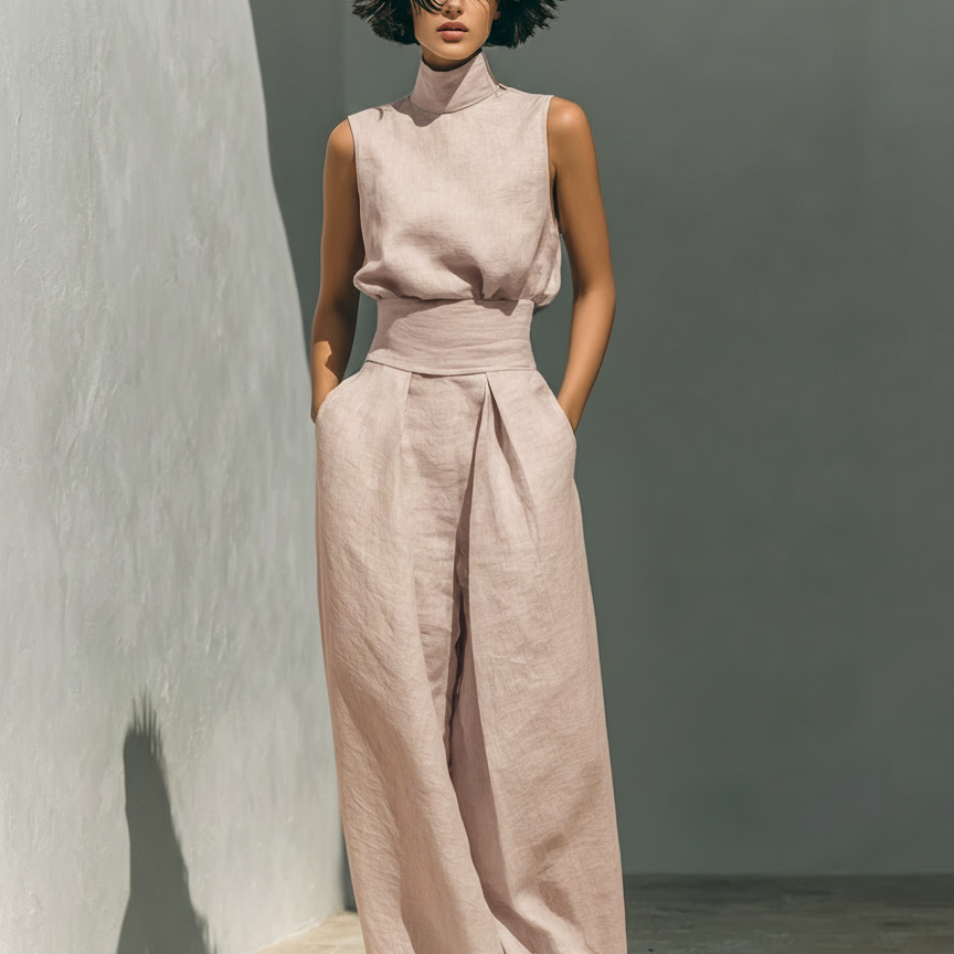 Ana - Conjunto Elegante de Pantalón Alto y Top Sin Mangas