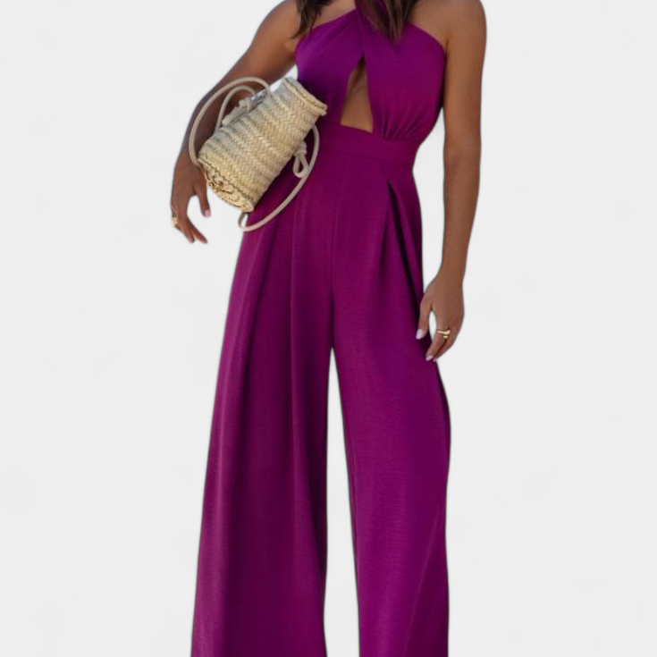 Jessica Mono Halter Cruzado sin Espalda y Pierna Ancha