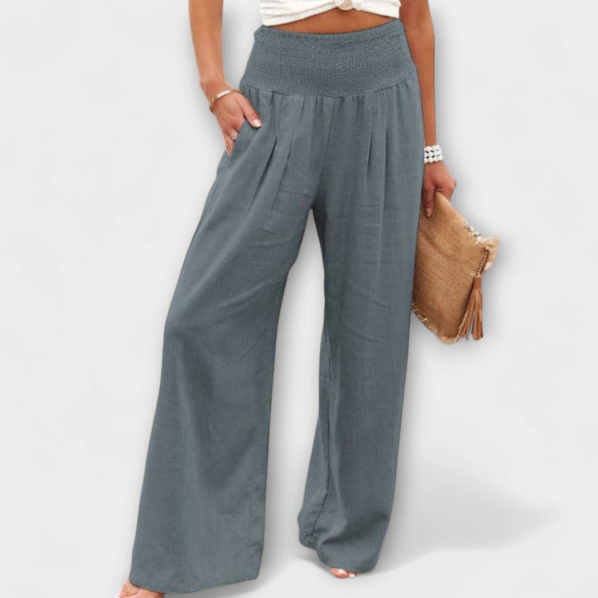 Thearya - Pantalones de lino sueltos y casuales