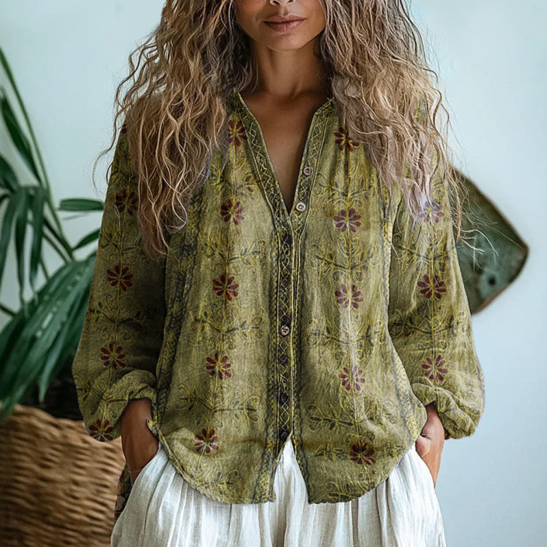 Sofía – Blusa casual con estampado natural