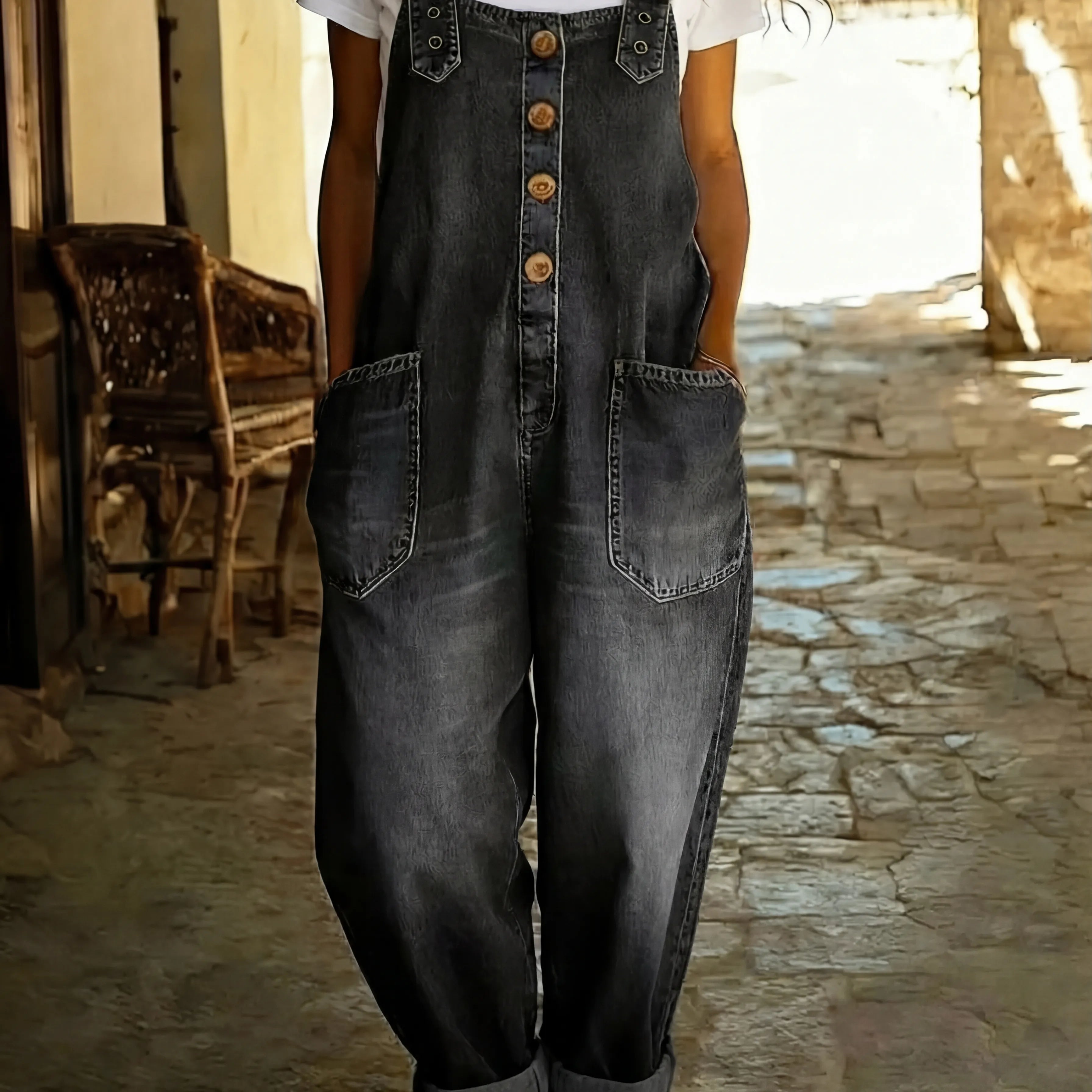 Juul | Mono de denim con tirantes ajustables