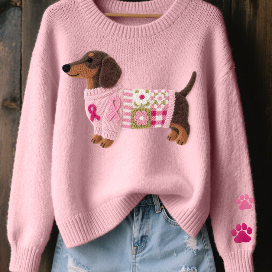 Naomi – suéter de lana con un motivo de dachshund en fieltro