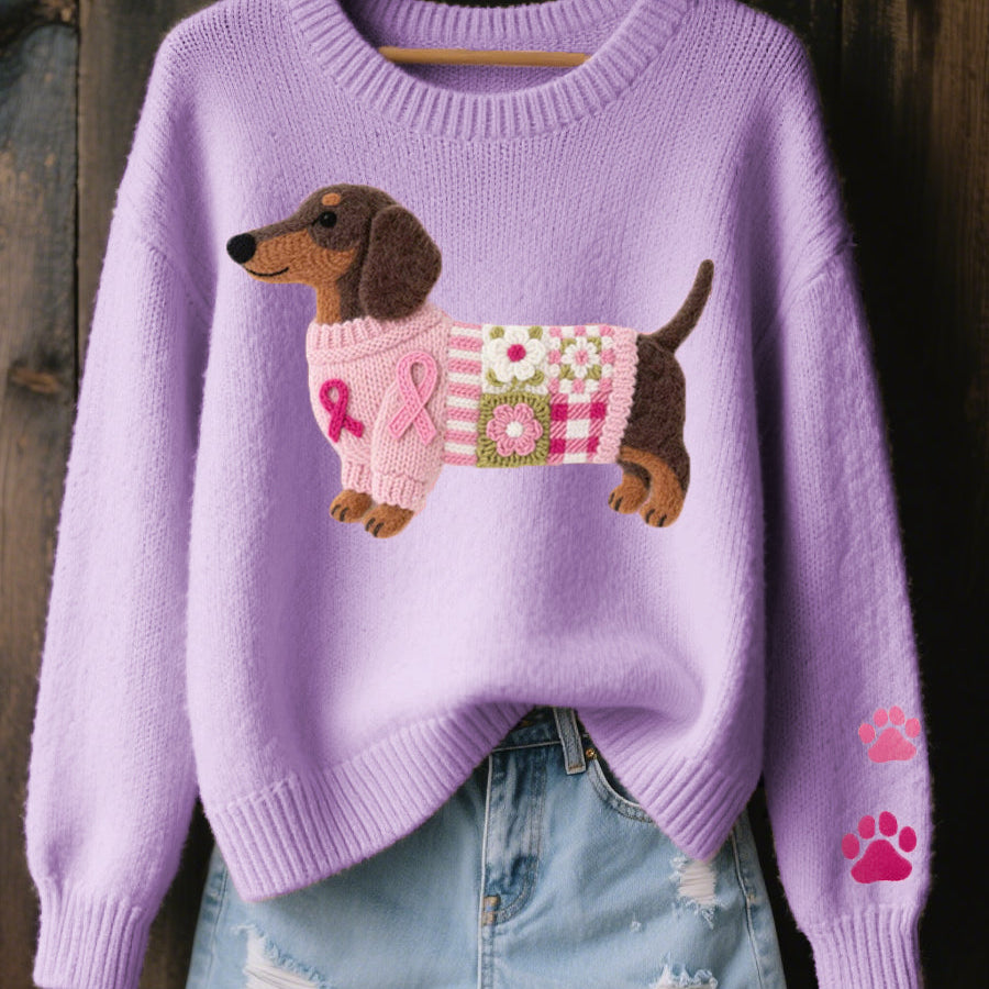 Naomi – suéter de lana con un motivo de dachshund en fieltro