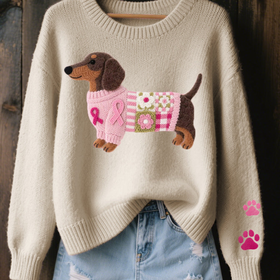 Naomi – suéter de lana con un motivo de dachshund en fieltro